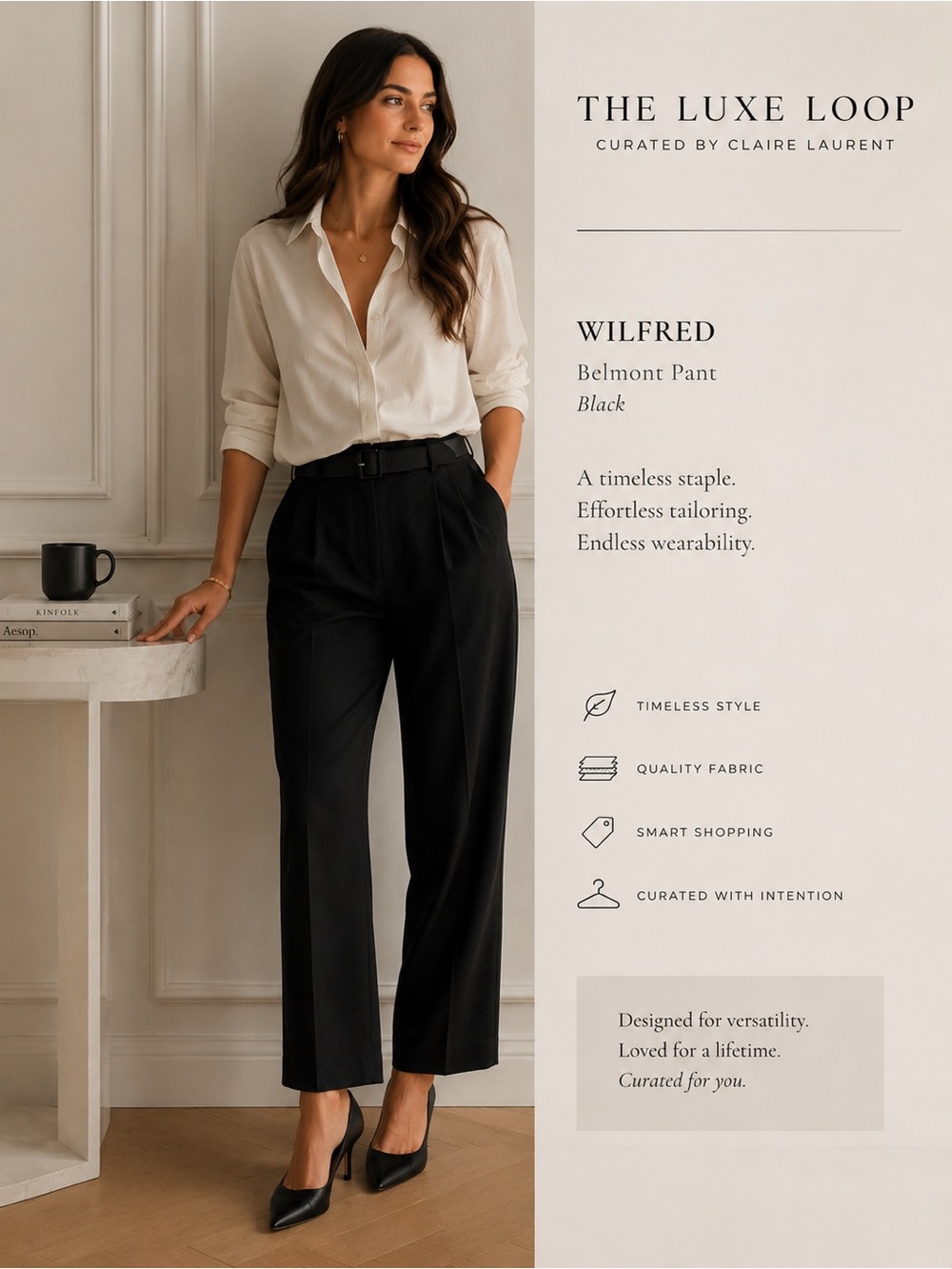 Wilfred Black High-Rise Tailored Trousers
